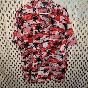 NWOT Hawaiian shirt mens Hanton red tones size XL